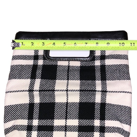 Banana Republic Black Plaid Clutch Leather Handle Bag - Picture 8 of 14